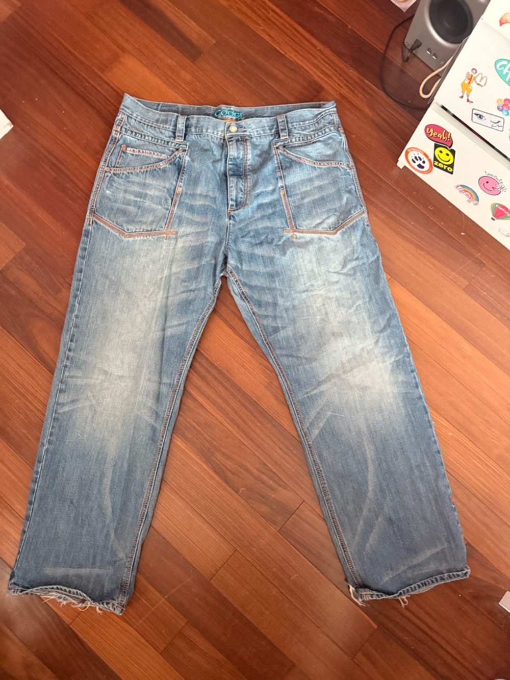 COOGI Men's Embroidered Light Washed Jeans